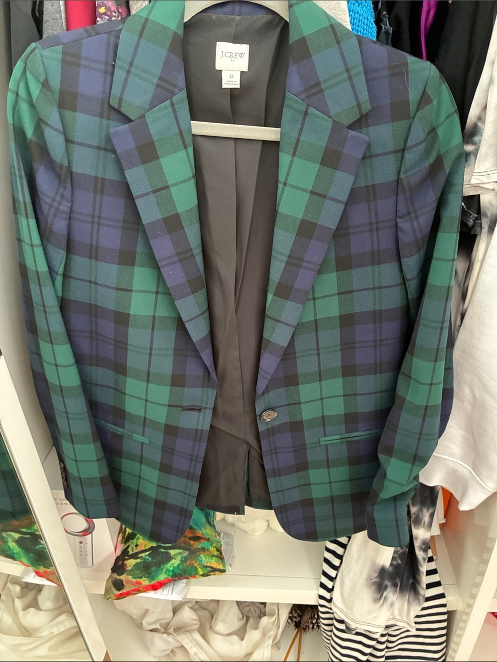 J. Crew Green and Navy women’s Plaid Sport Coat sz 0